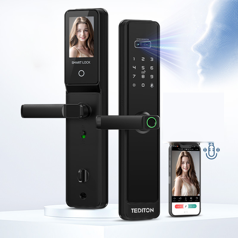 قفل ذكي WiFi ببصمة وكلمة مرور مع كاميرا