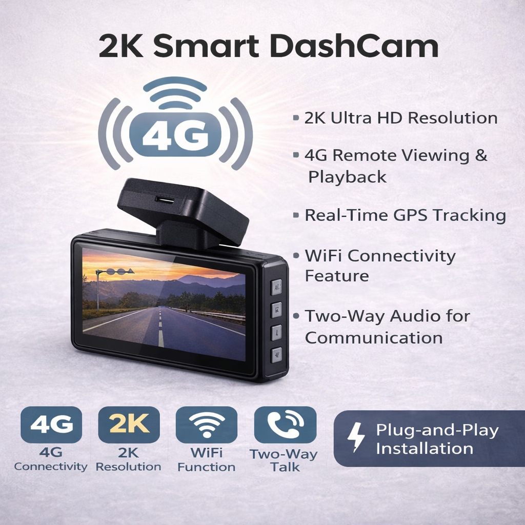 كاميرا سيارة ذكية 2K مع 4G | Smart 2K 4G Dash Cam