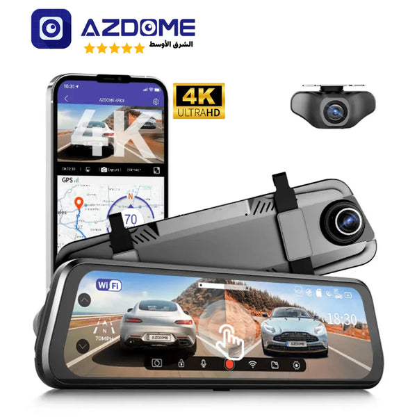 AZDOME AR09 Dash Cam 4K Mirror Dashcam 9.66 Inch Touch